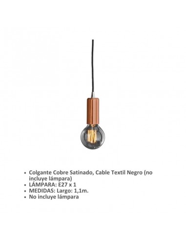 COLGANTE AEDENA COBRE CABLE TEXTIL NEGRO