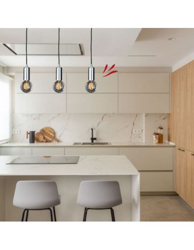 COLGANTE AEDENA CROMO CABLE TEXTIL NEGRO