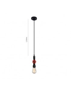COLGANTE CANILLA ALUMINIO NEGRO 1 LUZ E27 1.20MTS 2