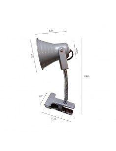 VELADOR CON PINZA FLEXIBLE E27 GRIS 2