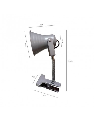 VELADOR CON PINZA FLEXIBLE E27 GRIS