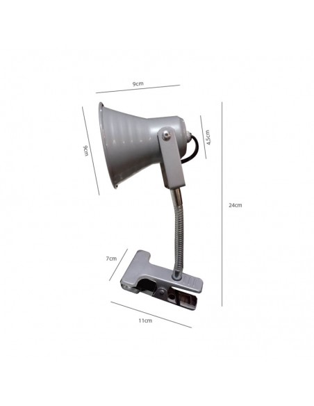 VELADOR CON PINZA FLEXIBLE E27 GRIS