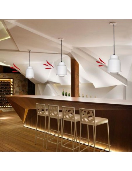 COLGANTE TRELEW CHICO 16X18 E27 BLANCO TEXTURADO