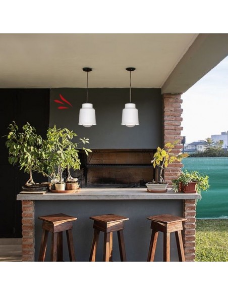 COLGANTE TRELEW CHICO 16X18 E27 BLANCO TEXTURADO