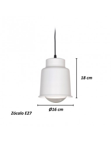 COLGANTE TRELEW CHICO 16X18 E27 BLANCO TEXTURADO
