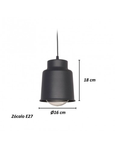 COLGANTE TRELEW CHICO 16X18 E27 NEGRO TEXTURADO