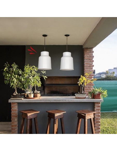 COLGANTE TRELEW GRANDE 21X28 E27  BLANCO TEXTURADO