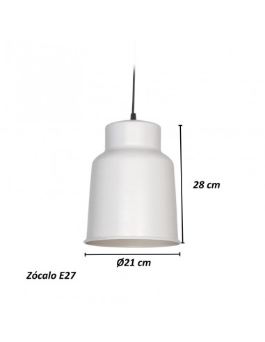 COLGANTE TRELEW GRANDE 21X28 E27  BLANCO TEXTURADO