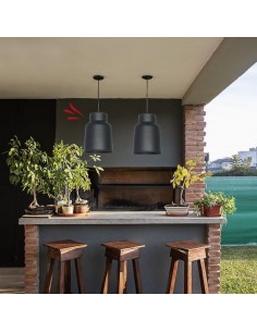 COLGANTE TRELEW GRANDE 21X28 E27  NEGRO TEXTURADO 2