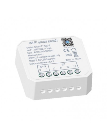 INTERRUPTOR SWITCH SMART WIFI GRALF 10A 2 SALIDAS