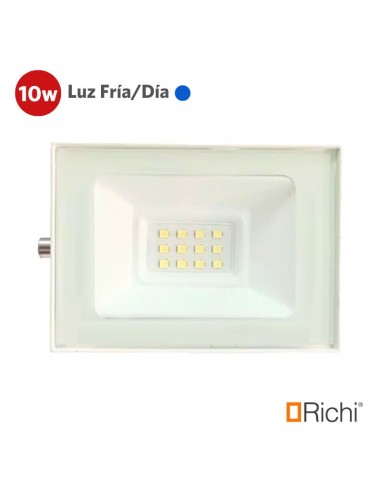 PROYECTOR LED BLANCO 10W LUZ FRIA EXTERIOR 220V IP65.