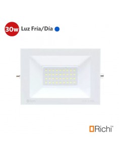 PROYECTOR LED BLANCO 30W LUZ FRIA EXTERIOR 220V IP65.
