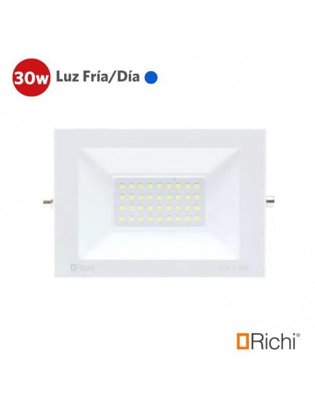 PROYECTOR LED BLANCO 30W LUZ FRIA EXTERIOR 220V IP65.