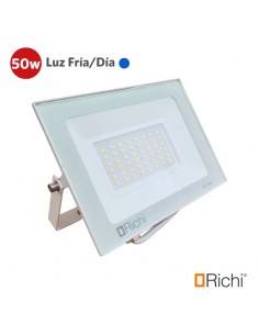 PROYECTOR LED BLANCO 50W LUZ FRIA EXTERIOR 220V IP65.