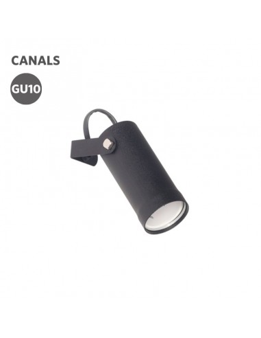 CABEZAL TUBO CANALS 1 LUZ GU10 NEGRO TEXT Ø50X120