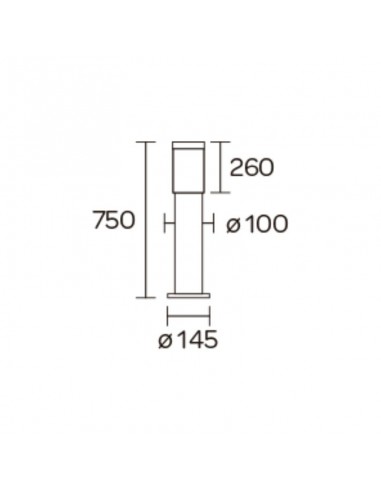 FAROLA ALUMINIO 2500 E27 NEGRO 75CM