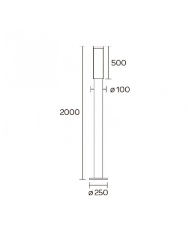 FAROLA ALUMINIO 2500 E27 NEGRO 200CM