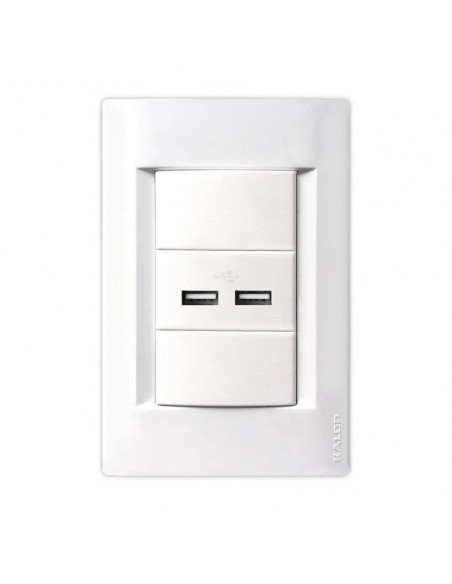 LLAVE CIVIL EMBUTIR BLANCO 1 TOMA USB DOBLE - KALOP