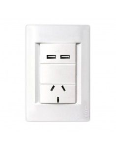 LLAVE CIVIL EMBUTIR BLANCO 1 TOMA 3 PATAS CH 1T USB DOB KALP