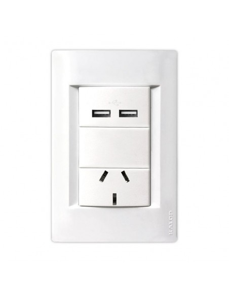 LLAVE CIVIL EMBUTIR BLANCO 1 TOMA 3 PATAS CH 1T USB DOB KALP