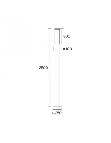 FAROLA ALUMINIO 2500 E27 NEGRO 250CM