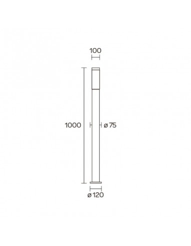FAROLA ALUMINIO 2550 E27 NEGRO 100CM