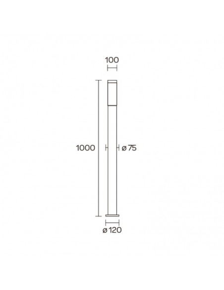 FAROLA ALUMINIO 2550 E27 NEGRO 100CM