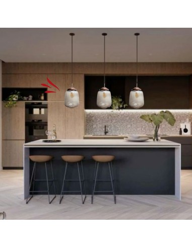 COLGANTE VIDRIO GENOVEZ CHICO 27X16 COBRE E27