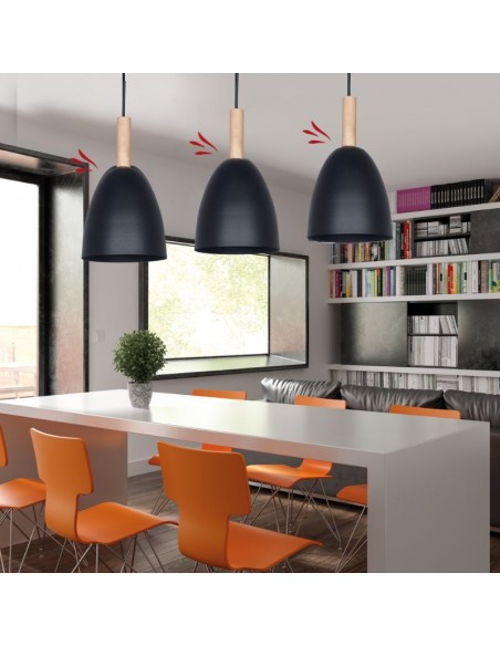 COLGANTE GEO BARADERO CHAPA 1 LUZ E27 18CM NEGRO