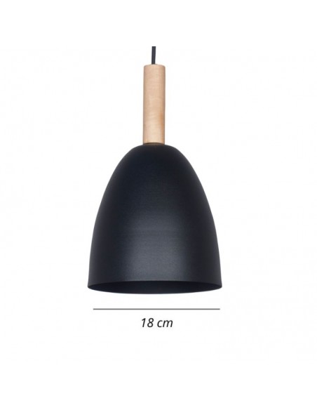 COLGANTE GEO BARADERO CHAPA 1 LUZ E27 18CM NEGRO