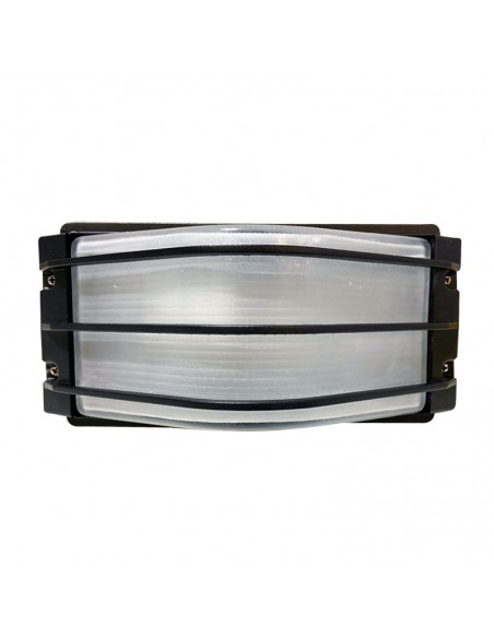 APLIQUE PARED BETA CON REJA APTO LED EXTERIOR NEGRO
