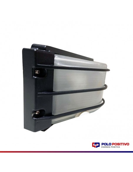 APLIQUE PARED BETA CON REJA APTO LED EXTERIOR NEGRO