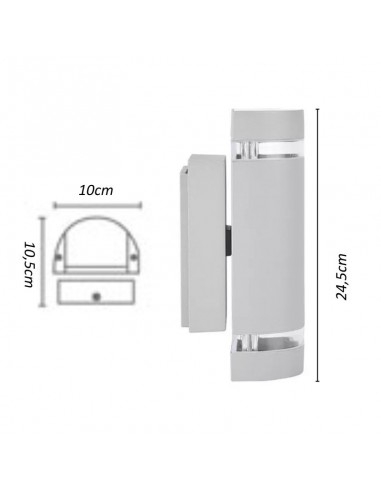 APLIQUE ODA II 2 LUCES GU10 PLATA TEXTURADO CANDIL