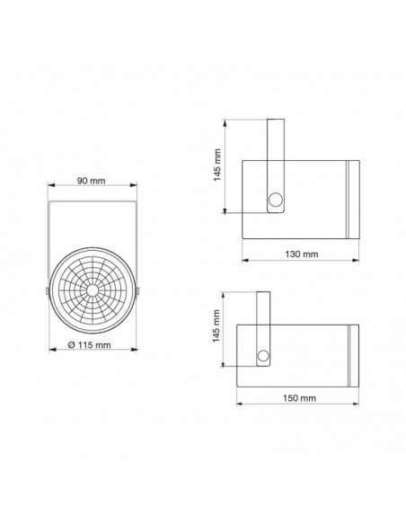 CABEZAL AR111 CILINDRICO NEGRO 1010