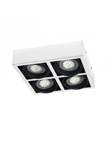 PLAFON BOX CUADRADO CARDANICO 4C LUCES AR111 BLANCO