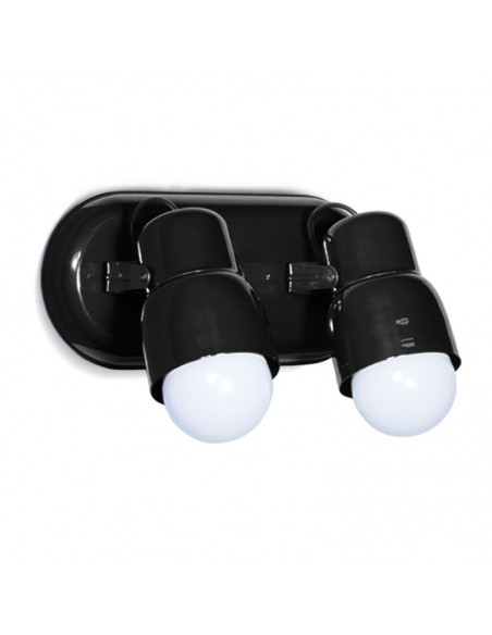 APLIQUE MOVIL 2 LUCES PANTALLA METALIZA OVAL NEGRO