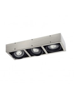 PLAFON BOX LINEAL CARDANICO 3 LUCES AR111 ACERO