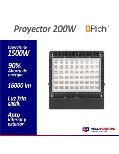PROYECTOR LED RICHI 200W LUZ DIA 220V IP65 EXTERIOR 2