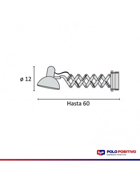 APLIQUE PARED CLASSIC E27 BLANCO EXTENSIBLE LARGO 60CM