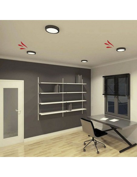 PLAFON LED REDONDO NEGRO 6W  LUZ CALIDA