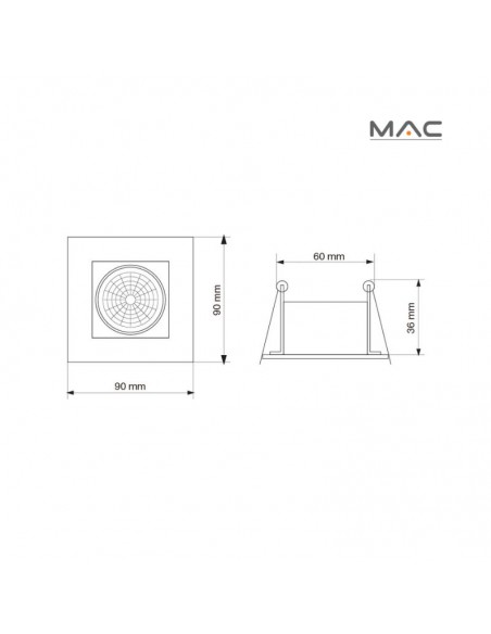 SPOT EMBUTIR DICRO MOVIL CUADRADO CON ARO 9X9 NEGRO TEXT