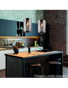 COLGANTE ROLO GRIS 1 LUZ 18X30 E27 2