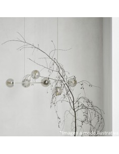 COLGANTE LUNA 6 LUCES CROMO GRIS E27 2 FLORONES 2