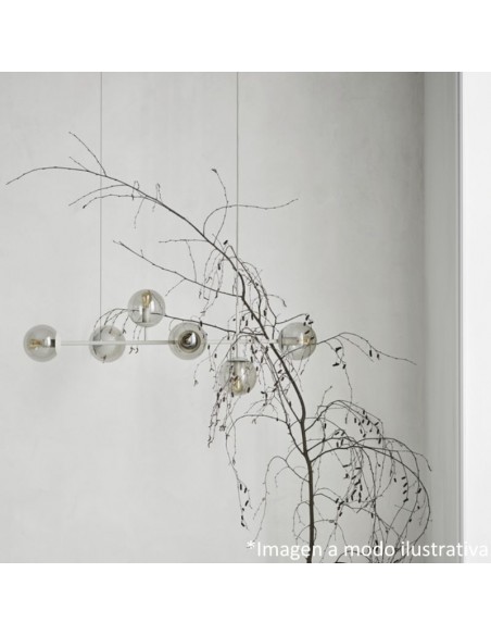 COLGANTE LUNA 6 LUCES CROMO GRIS E27 2 FLORONES