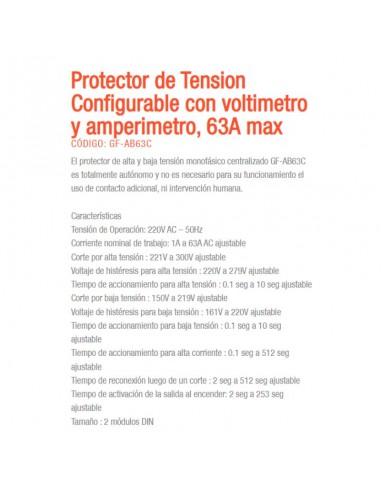 PROTECTOR TENSION DIN MONO GRALF C/VOLT.+AMP CONF