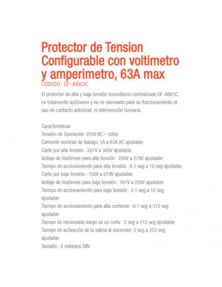 PROTECTOR TENSION DIN MONO GRALF C/VOLT.+AMP CONF