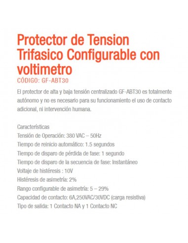 PROTECTOR TENSION DIN TRIFASICO GRALF C/VOLT. 6A