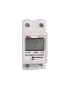 MEDIDOR MONOFASICO DIGITAL 2 MOD DIN 60A V+A+F GRALF