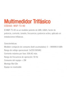 MEDIDOR TRIFASICO DIGITAL 80A 7MOD DIN MT GRLF 2