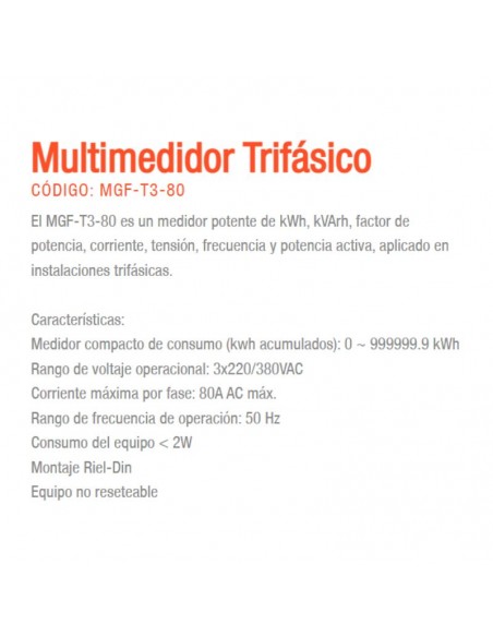 MEDIDOR TRIFASICO DIGITAL 80A 7MOD DIN MT GRLF